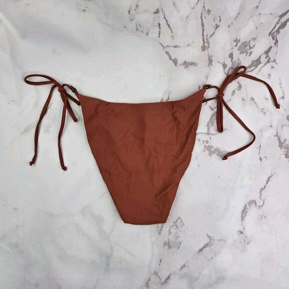 J Crew Swim Bottom Curved Waist String Bikini High Cut Mid Rise Terracotta - Picture 4 of 10